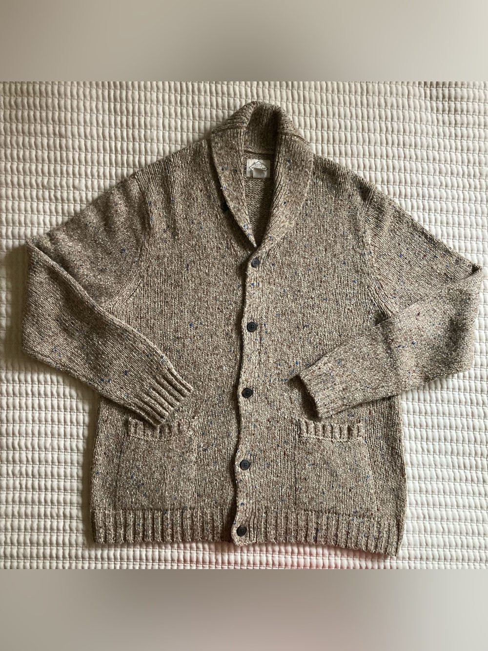 St. John’s Bay Grandpa Sweater Cardigan Men’s Large Brown Shawl Cotton Acrylic